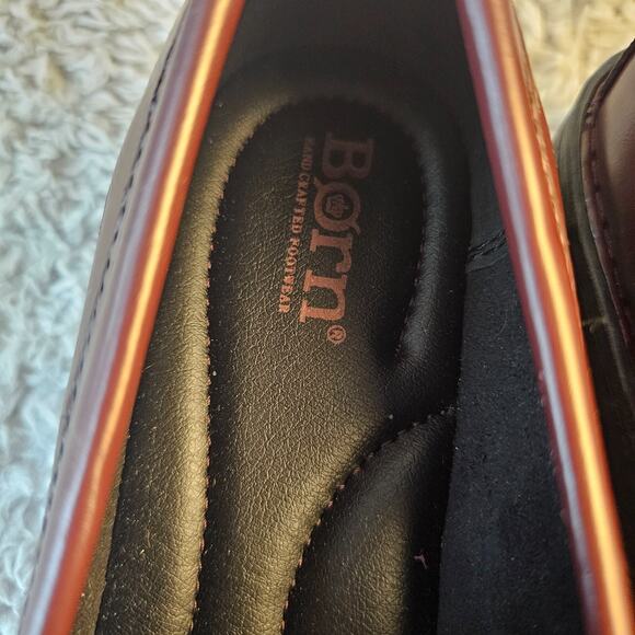 NEW Born‎ Carrera Penny Loafers Womens 8.5 Burgundy Brown Leather Lug Sole Shoes - Picture 6 of 9